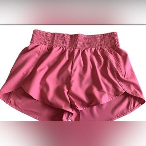 NWT BMJL Pink Coral High Waisted Running Shorts W/Attached Brief Zip Pocket XL
